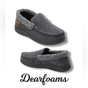 Dearfoams Slippers Memory Foam Herringbone Sherpa Mens Size 13-14 XL